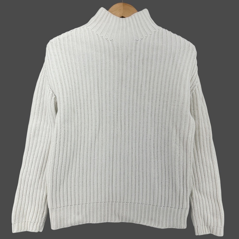 Gap Shaker Turtleneck Ribbed Knit Snowflake Milk Sweater Womens XS Coastal Prep